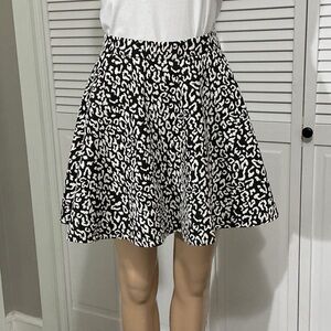 INTERMIX Black and White Animal Print Skater Skirt